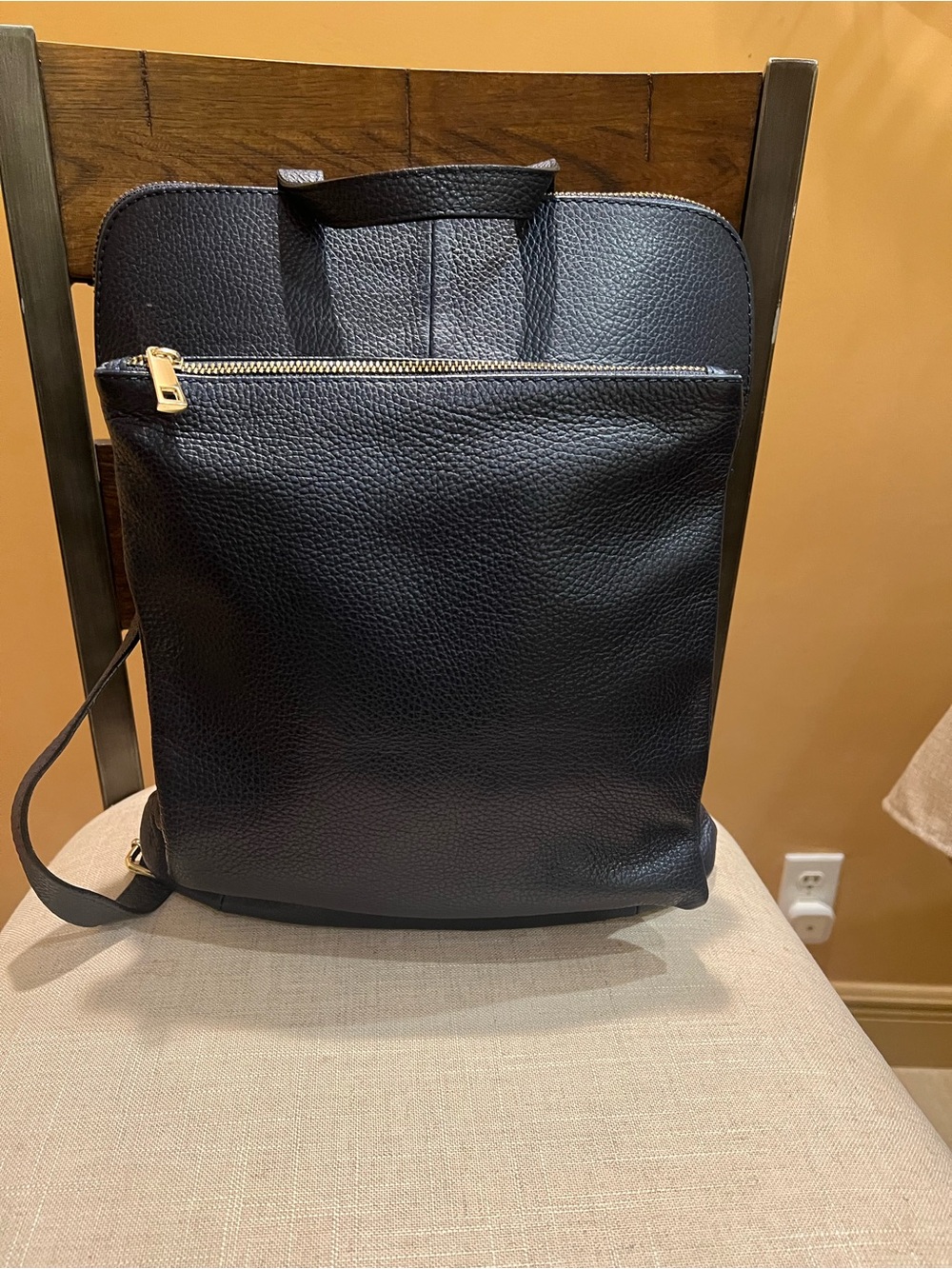 Navy blue Leather Backpack - Classic Minimalist Carry